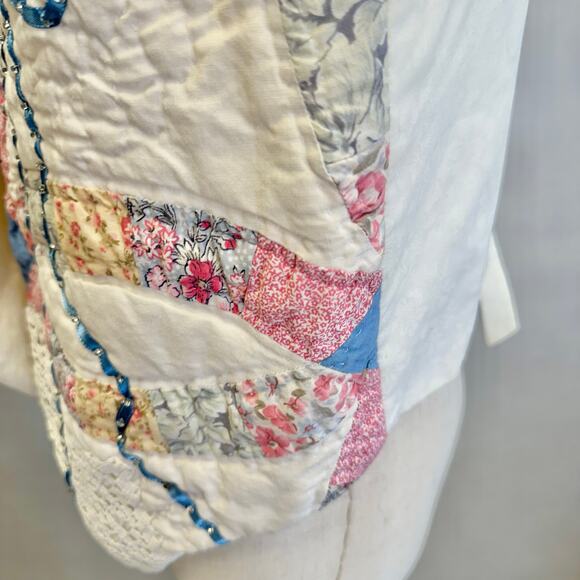 Quilted wedding ring patchwork vest handmade size medium-large grannycore cottag - Picture 4 of 16